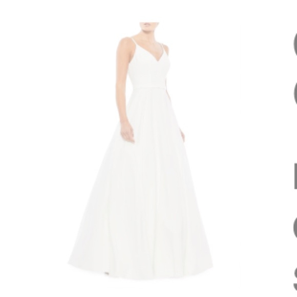 Mac Duggal White Taffeta A-Line Gown
